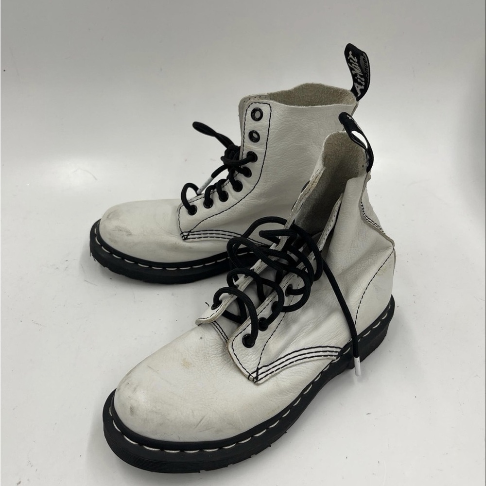Dr. Martens 1460 White Leather Combat Boots 6 Lace Up Grunge Punk - Picture 6 of 7
